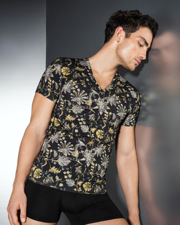 Floral printed T-shirt in Lyocell
