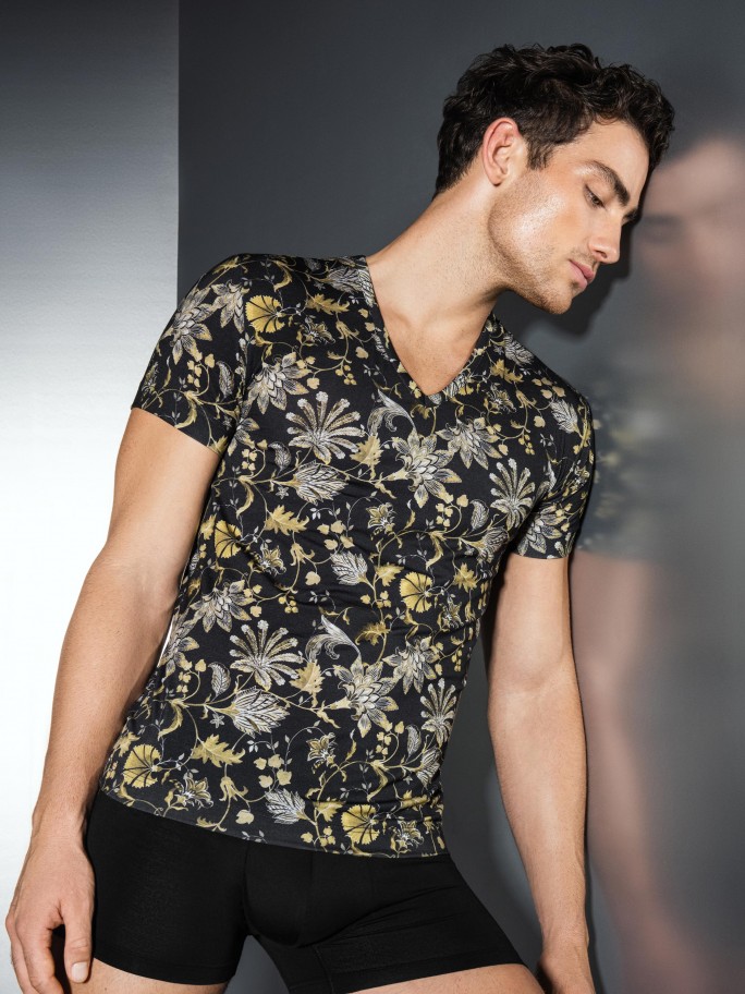 T-shirt estampado floral em Lyocell
