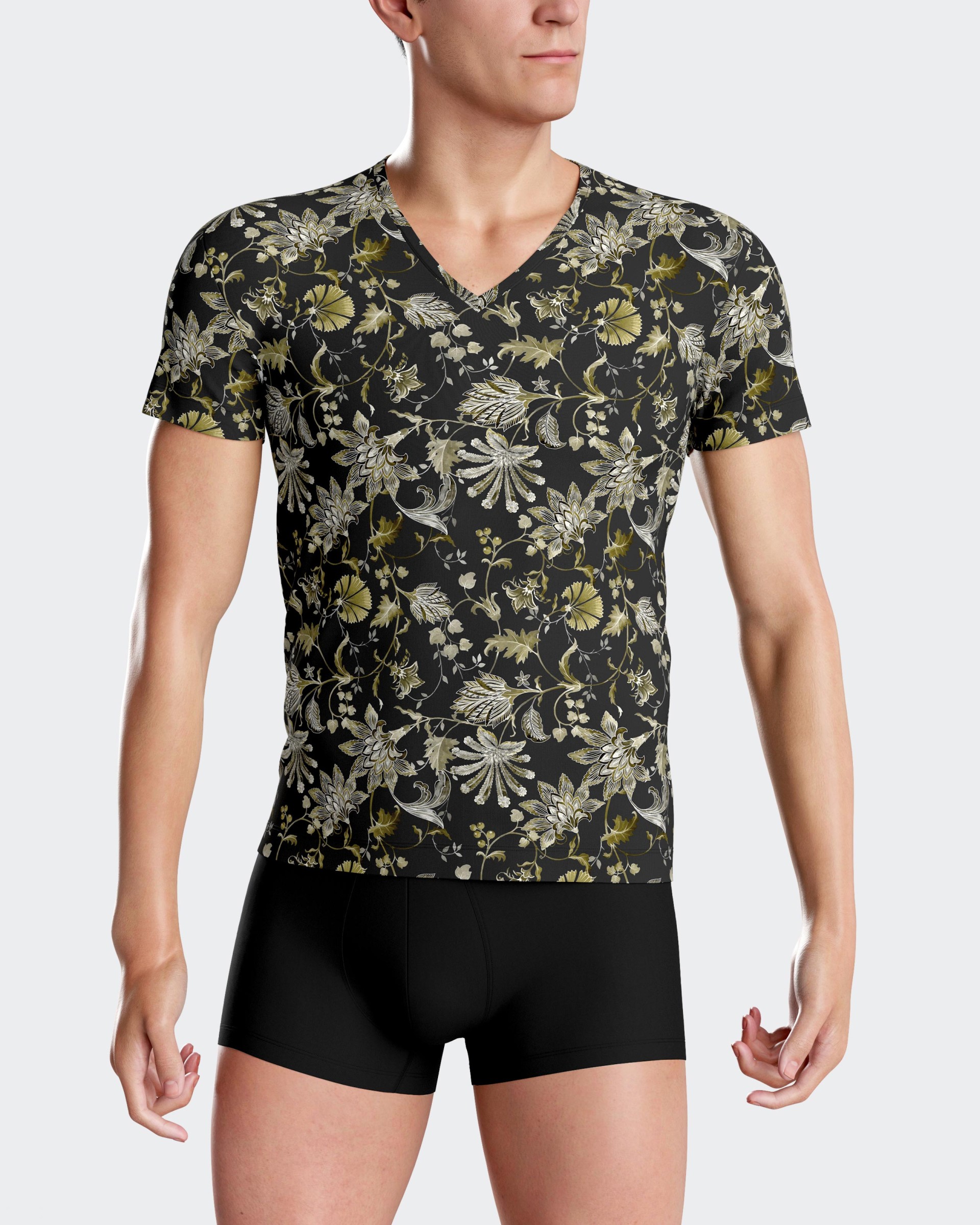T-shirt estampado floral em Lyocell