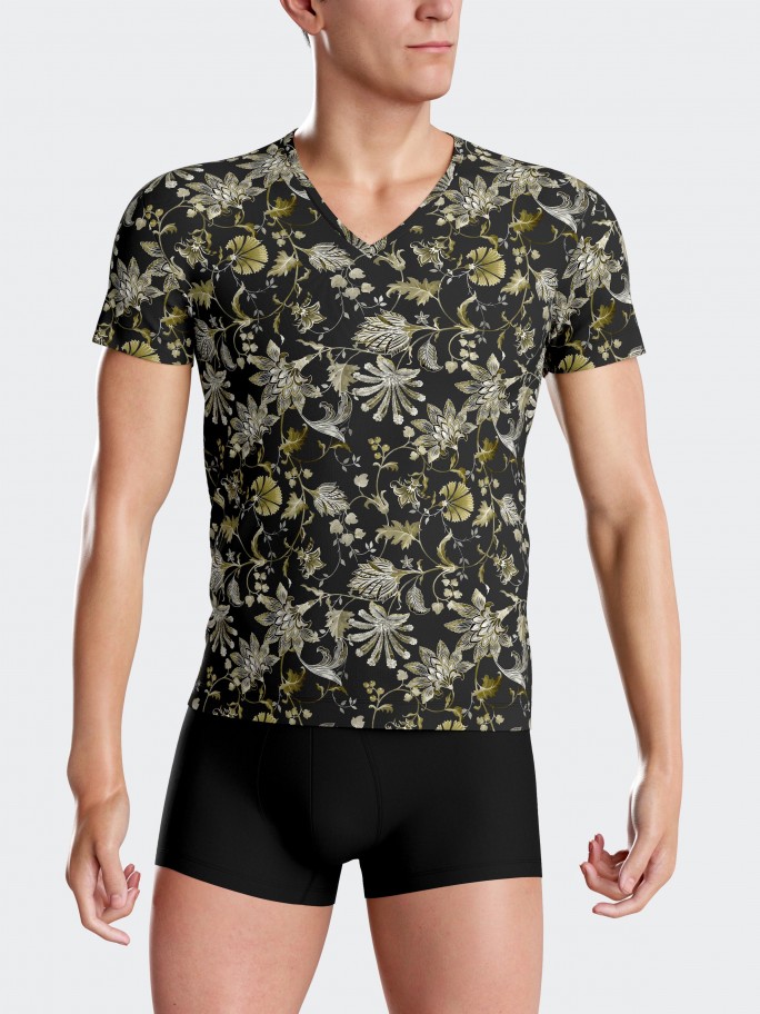 T-shirt estampado floral em Lyocell