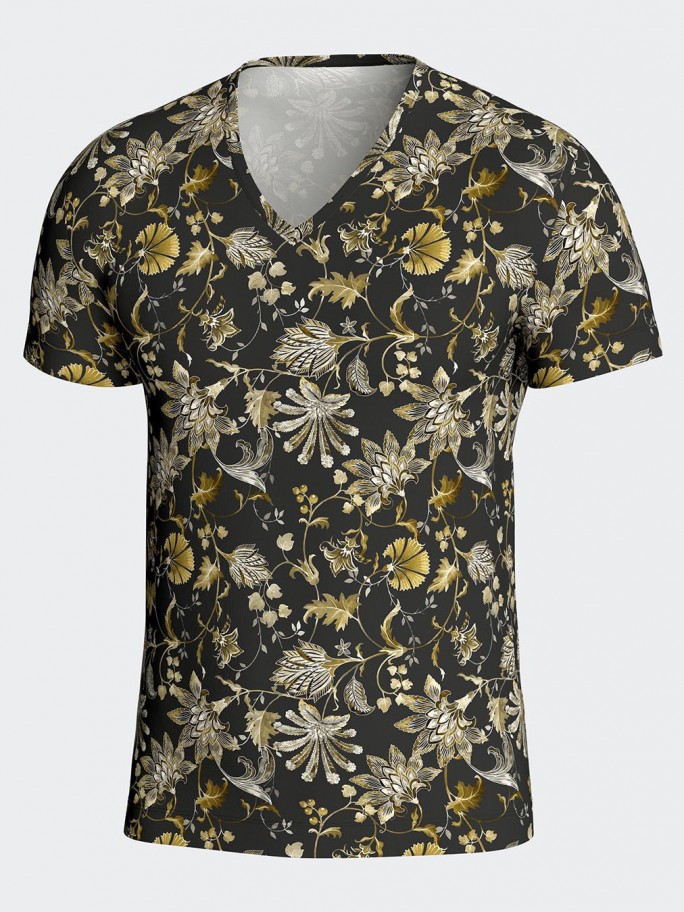 T-shirt estampado floral em Lyocell