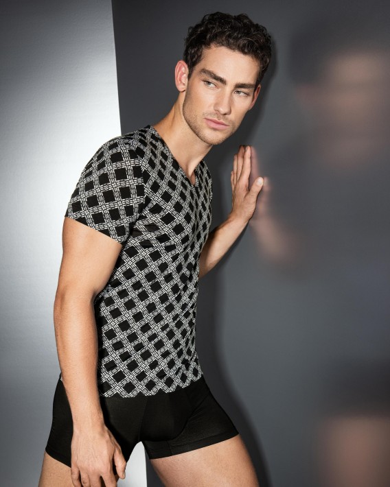 T-shirt imprim gomtrique en Lyocell