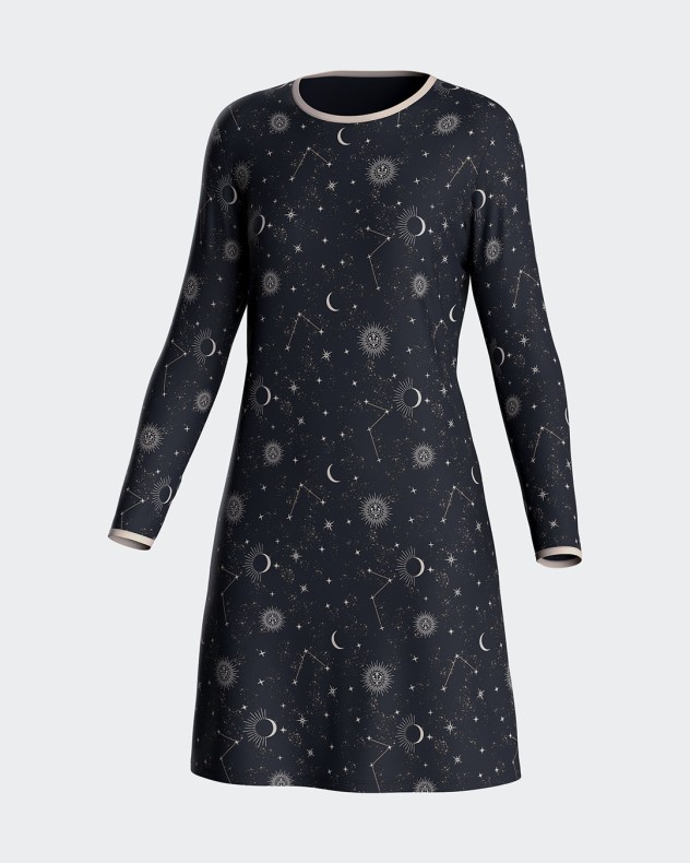 Nightgown with gold print