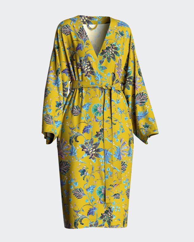 Printed dressing gown in cotton modal