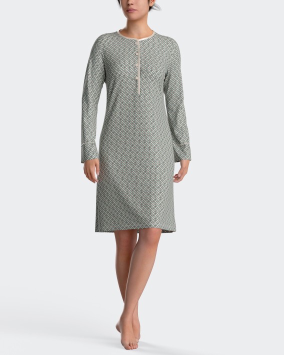 Camisa de dormir estampada em algodo modal