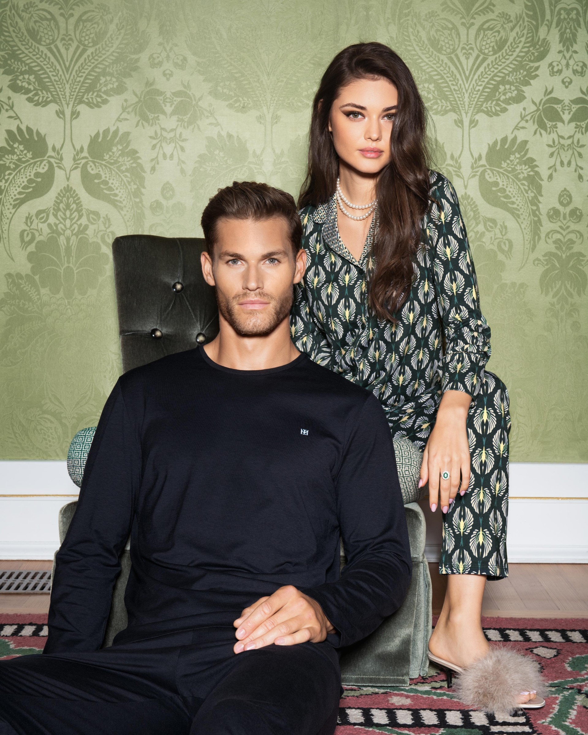 Printed pyjamas in cotton modal