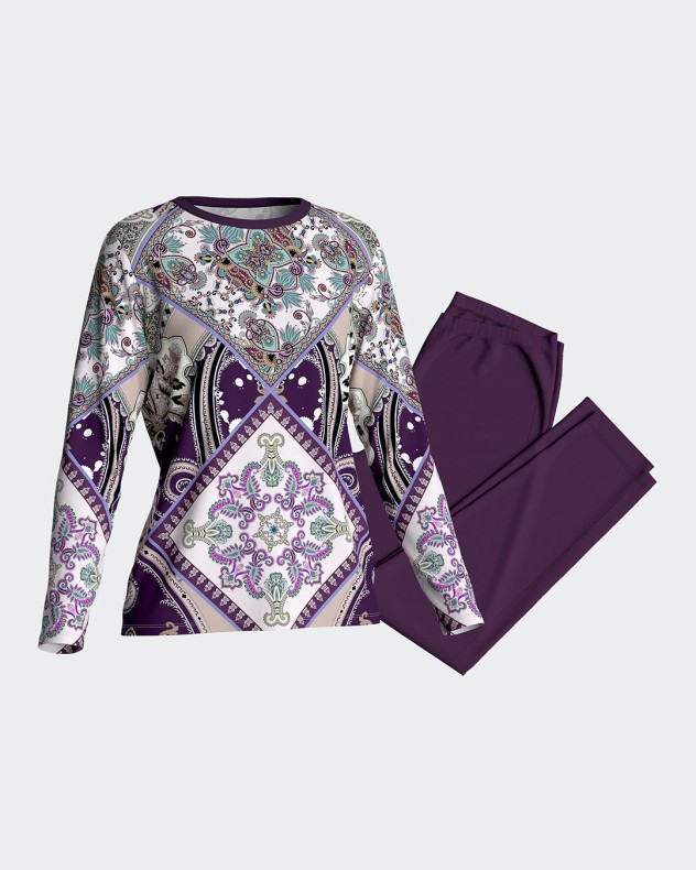 Damen-Pyjama mit Paisley Muster aus Baumwoll-Modal