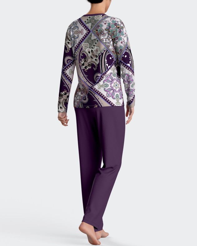 Damen-Pyjama mit Paisley Muster aus Baumwoll-Modal