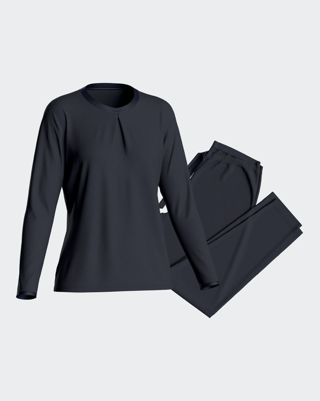 Damen-Pyjama mit Satindetails