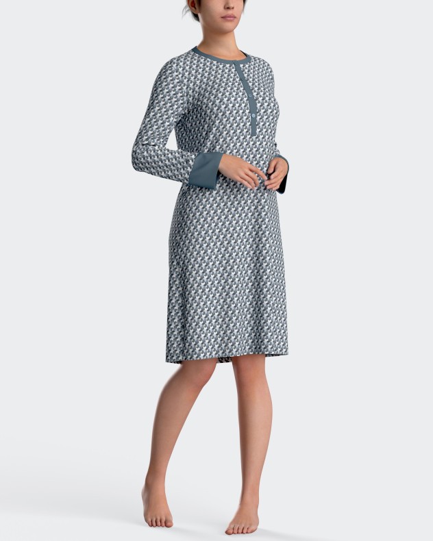 Camisa de dormir estampada em algodo modal