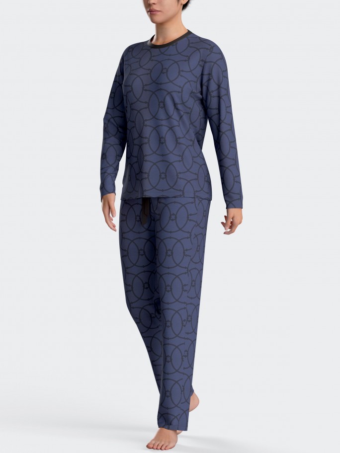 Geometric printed pyjamas in cotton modal