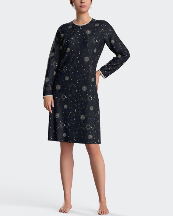 Camisa de dormir com estampado dourado