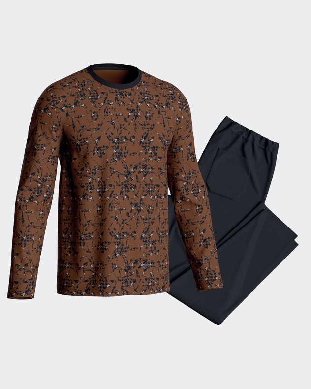 Bedruckter Herrenpyjama aus Baumwolle Modal