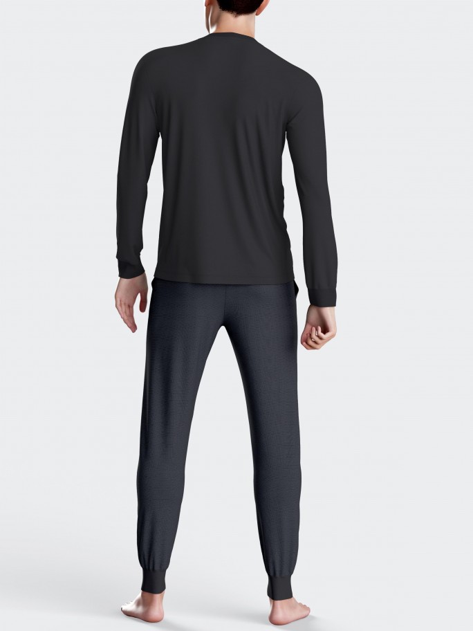 Men's thermal pyjamas with cuffs in Cotton