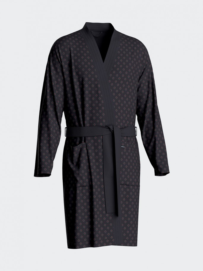 Printed men's dressing gown in Cotton