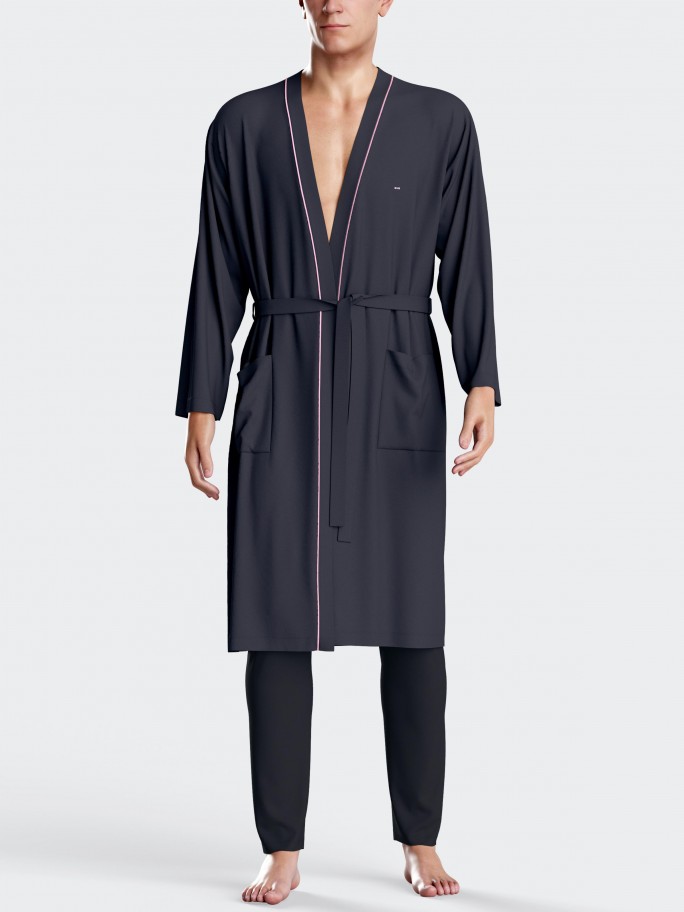 Man's dressing gown in Cotton Polyamide