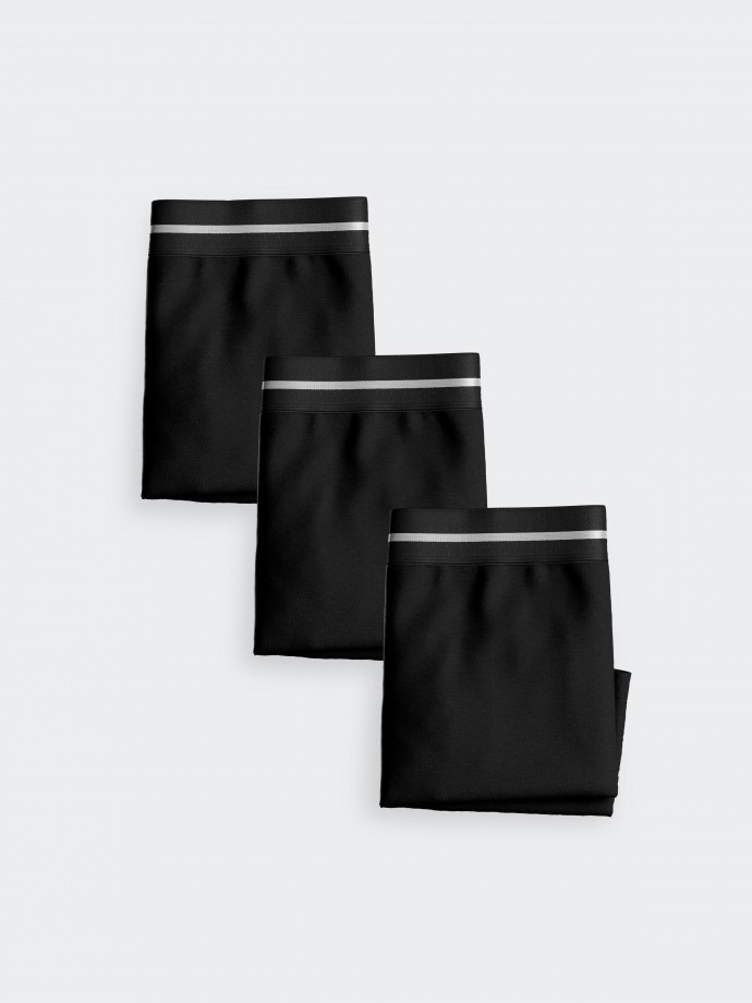 3Pack of Cotton Stretch Black