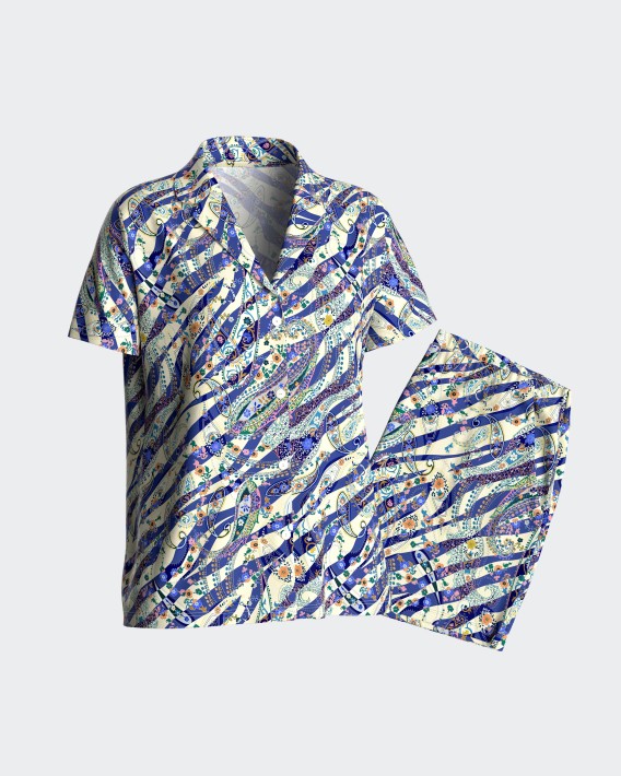 Pijama de mulher curto com botes em Modal