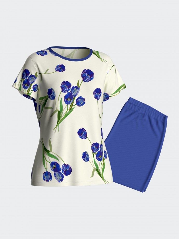 Floraler kurzer Pyjama aus Modal