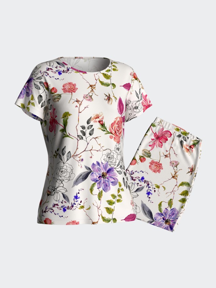 Pijama de mulher curto em Lyocell Algodão Pijama de mulher curto em Lyocell Algodão