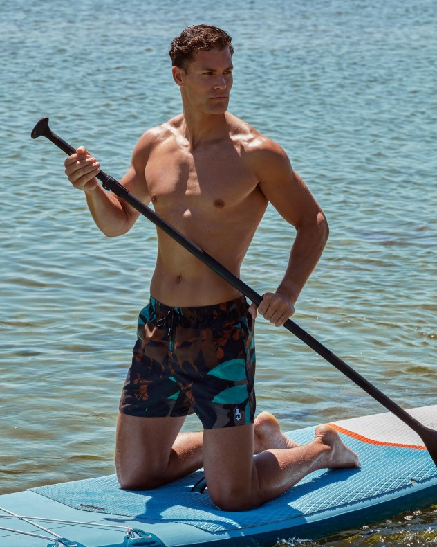 Calções de banho estampado tropical