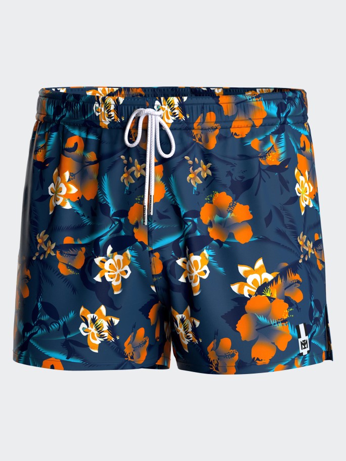 Kurze Badeshorts mit Blumenprint