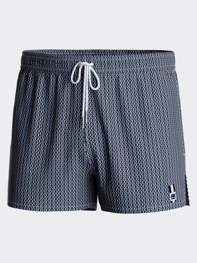 Geometric printed swim short