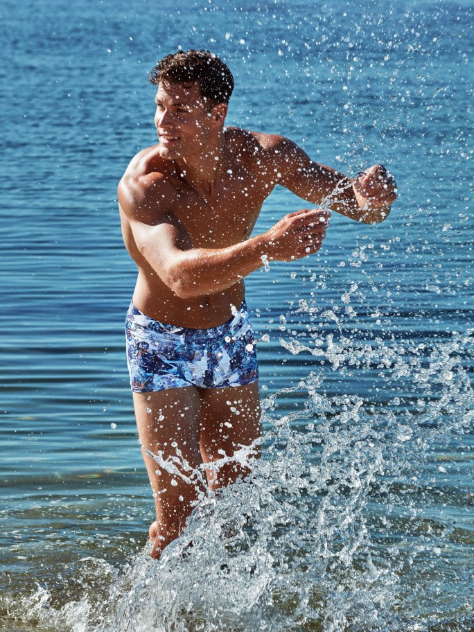 Tropical printed swim boxer