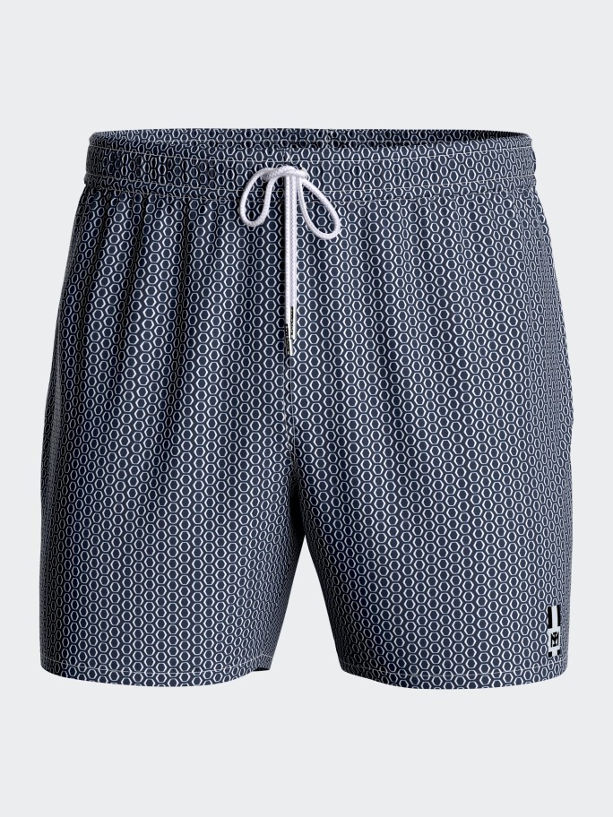 Geometric printed swim short