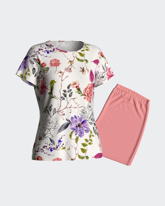 Pijama de mulher curto em Lyocell Algodo