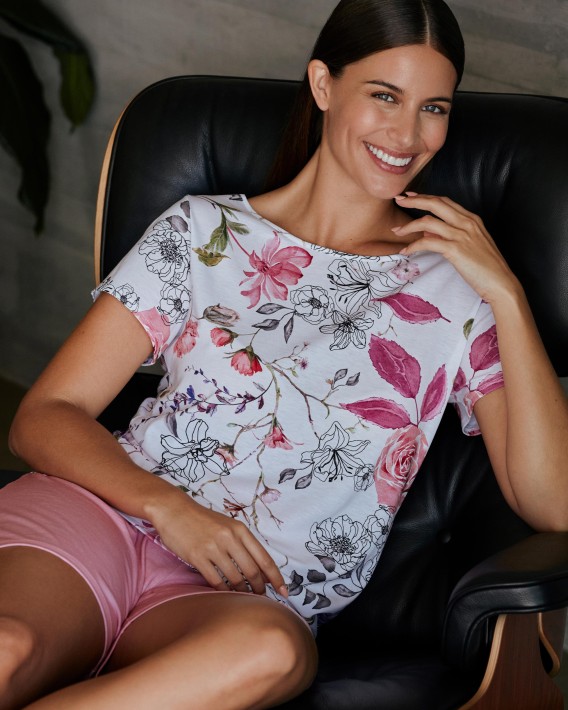 Pijama de mulher curto em Lyocell Algodo