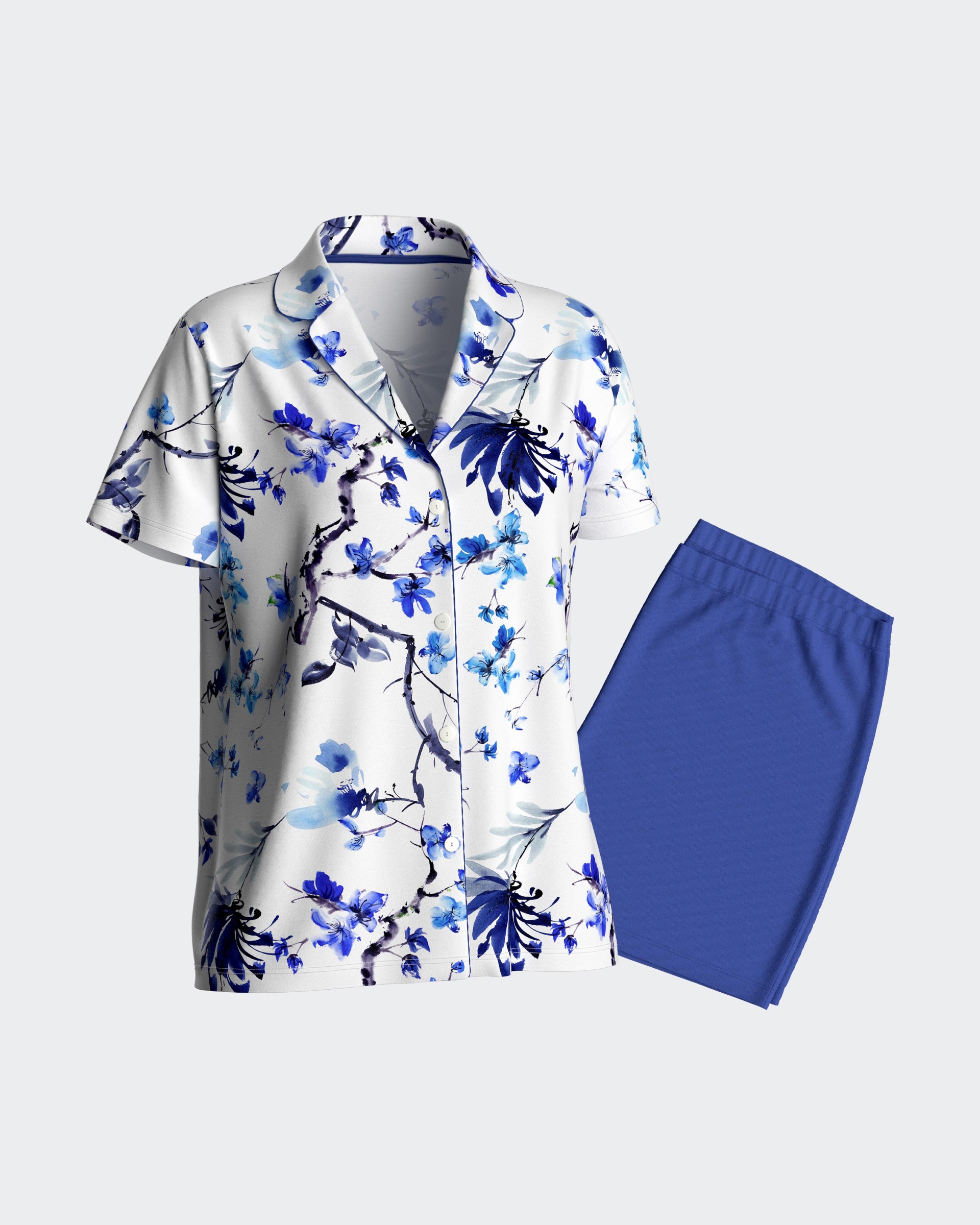 Pijama de mulher curto com botes em Modal
