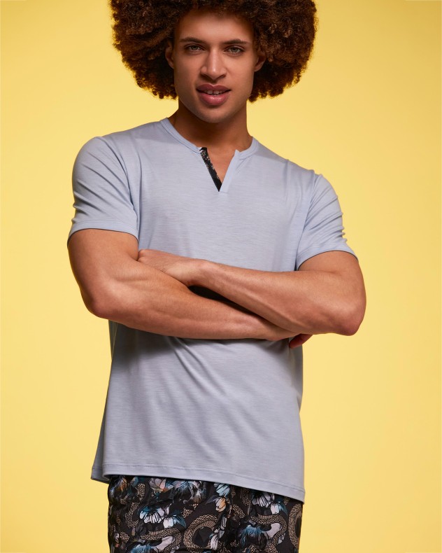 Pijama de homem curto em Lyocell