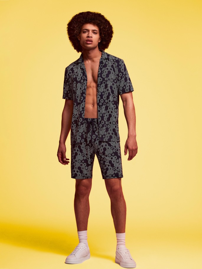 Short buttoned pyjama in Lyocell