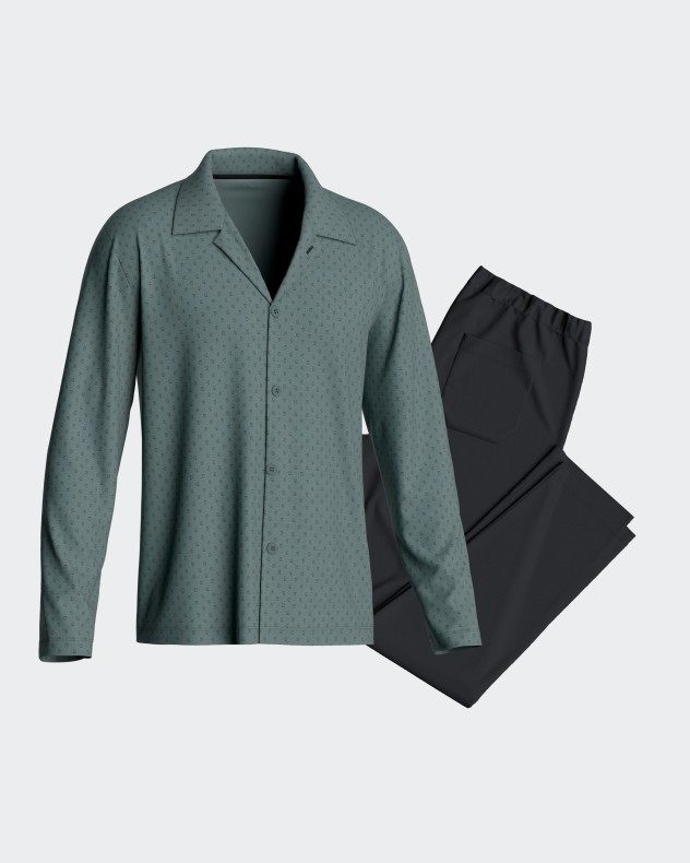 Pijama largo de hombre con botones