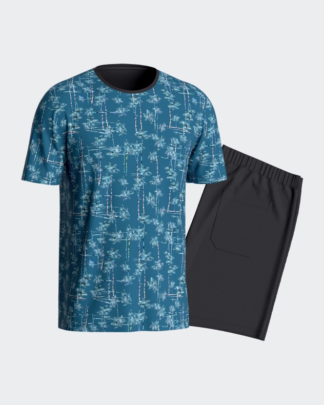 Printed short pyjama in Cotton Lyocell