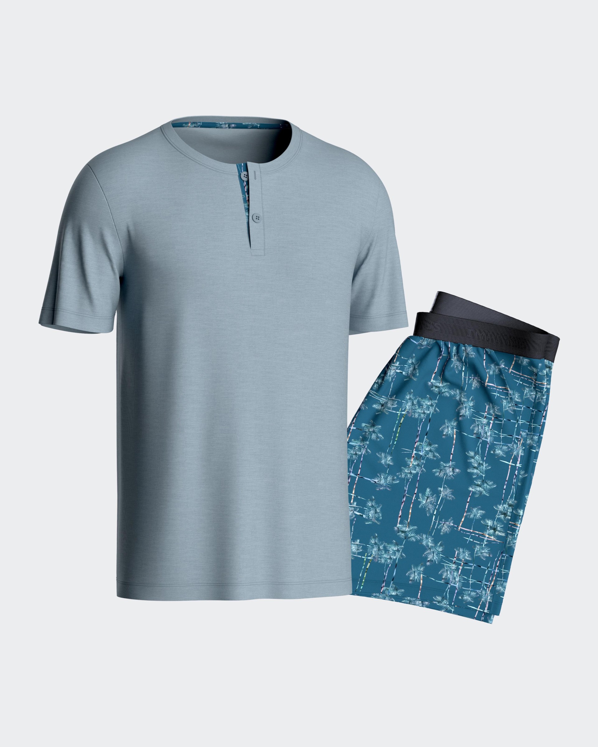 Pijama curto estampado em algodo Lyocell