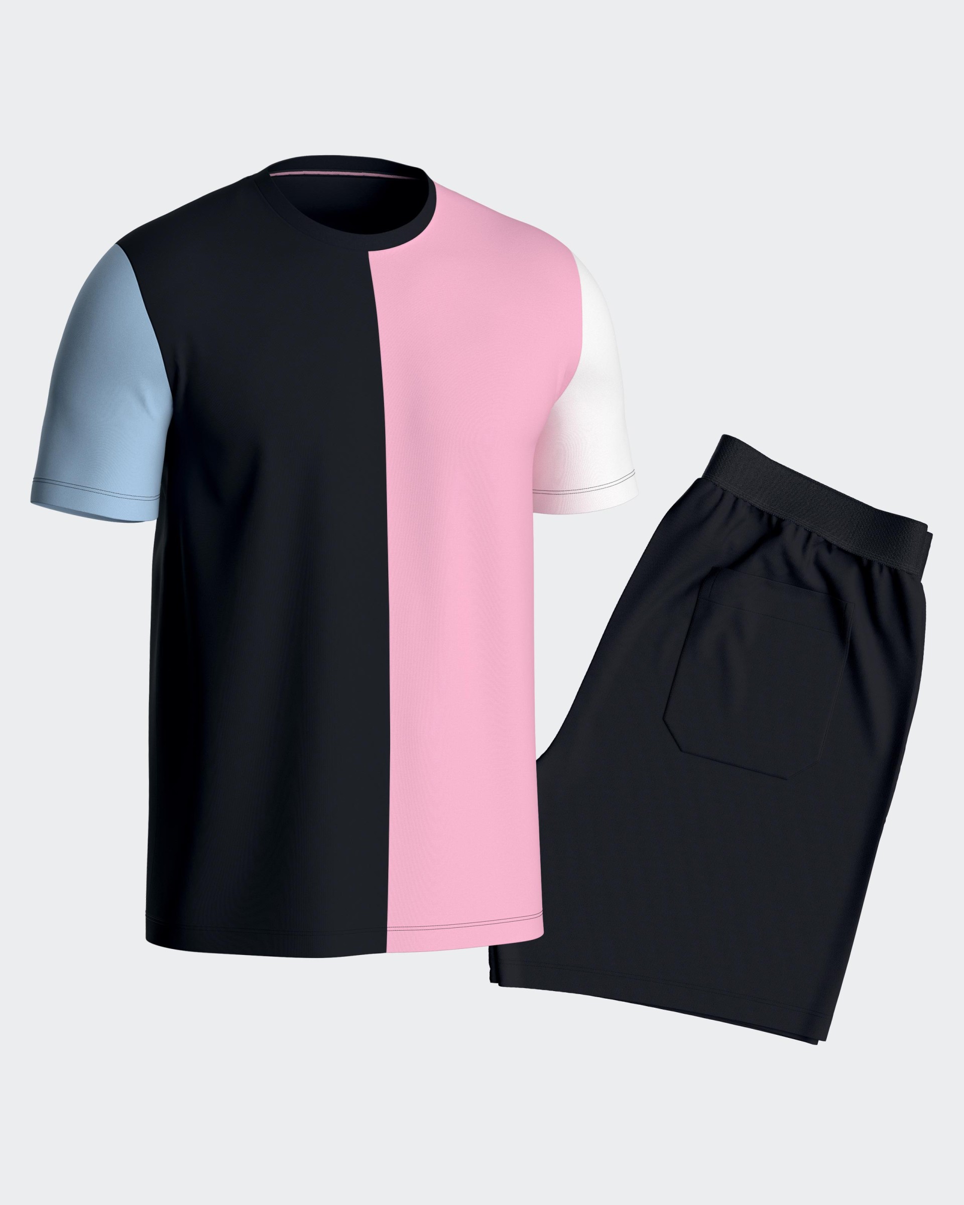 Pyjama court colorblock en coton