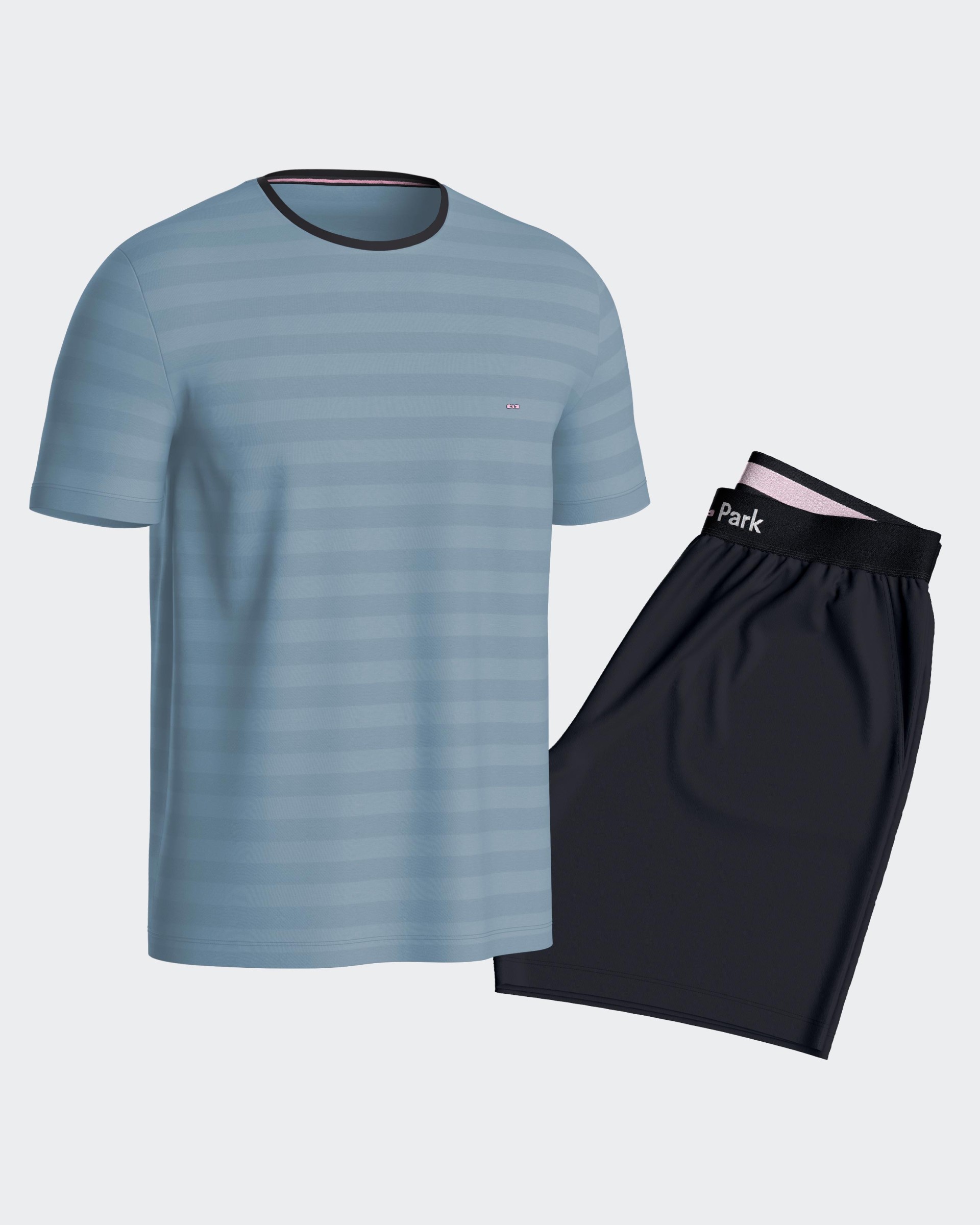 Pyjama court  rayures en coton