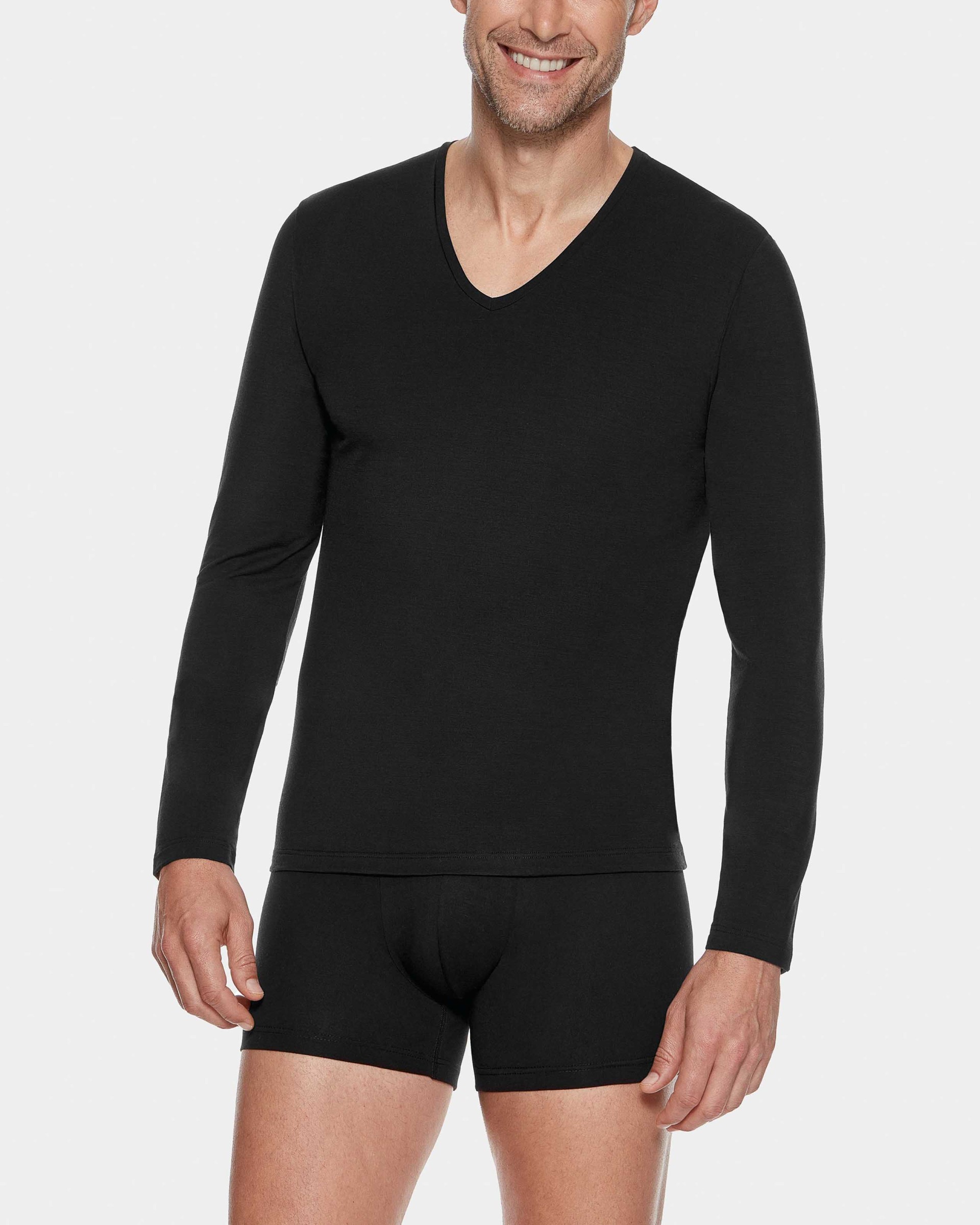 Long sleeve V Neck T-Shirt Wool Lyocell