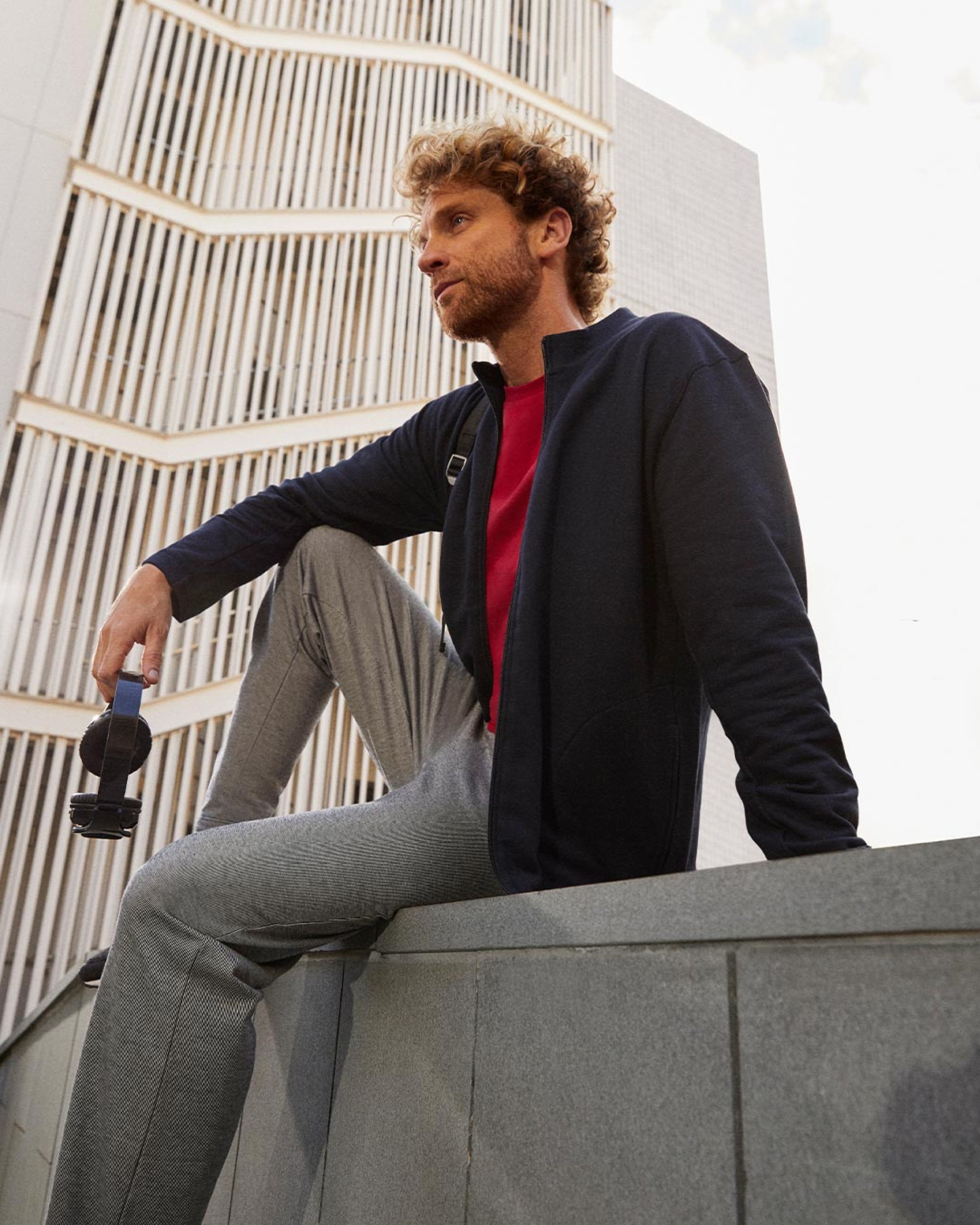 Men's jacquard trousers in cotton