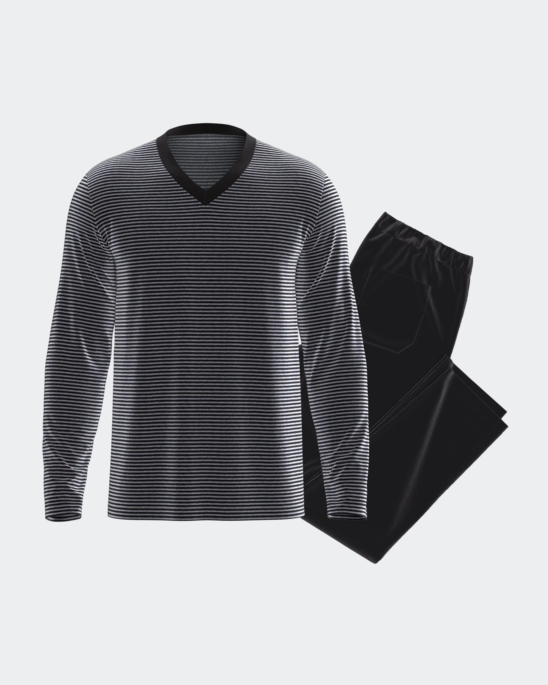 Striped men's thermal velvet pyjama