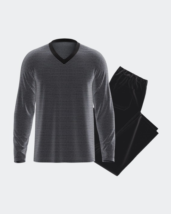 Pyjama en velours thermique  rayures