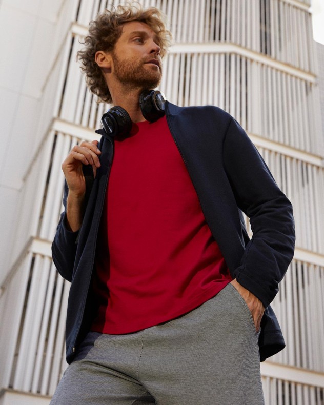 Men's cardigan with zip in cotton
