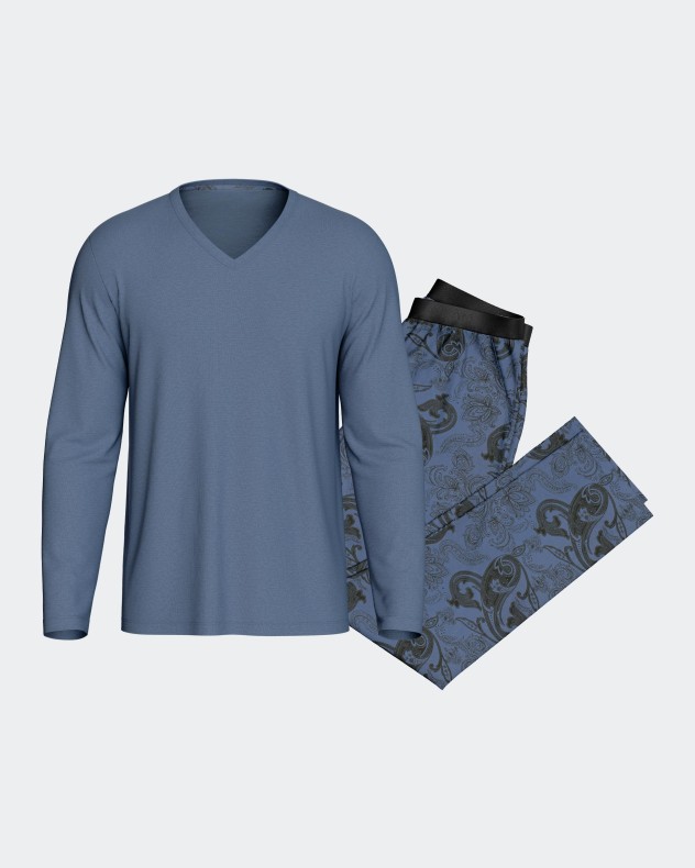 Pijama largo de hombre en Lyocell