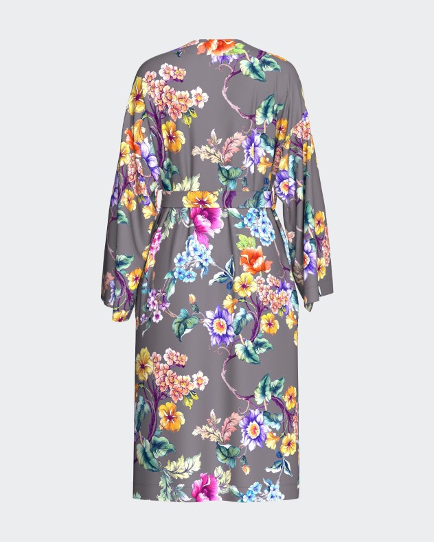 Women's floral print dressing gown in Cotton Modal