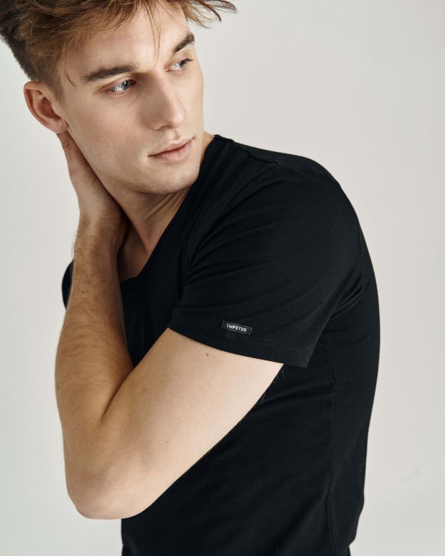 T-shirt de homem gola em V Cotton Stretch