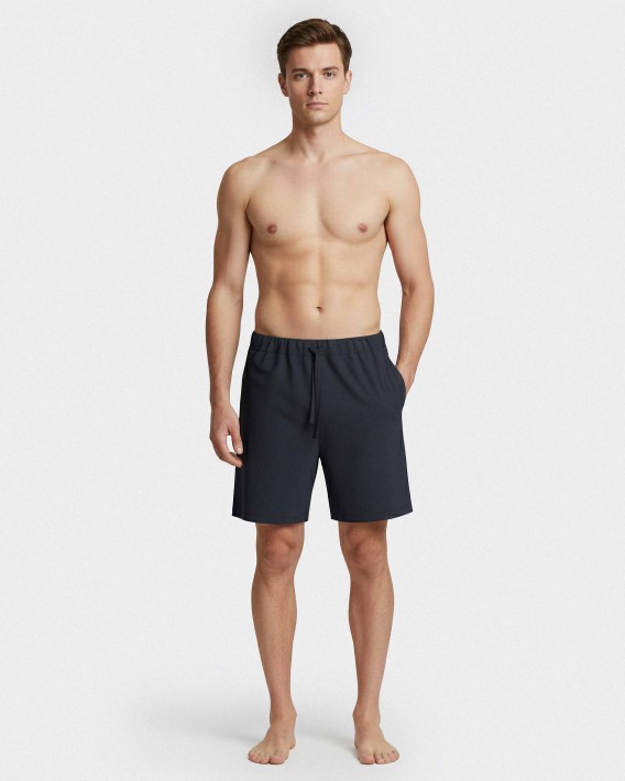 Shorts i bl�dt og l�kkert lyocell og bomuld