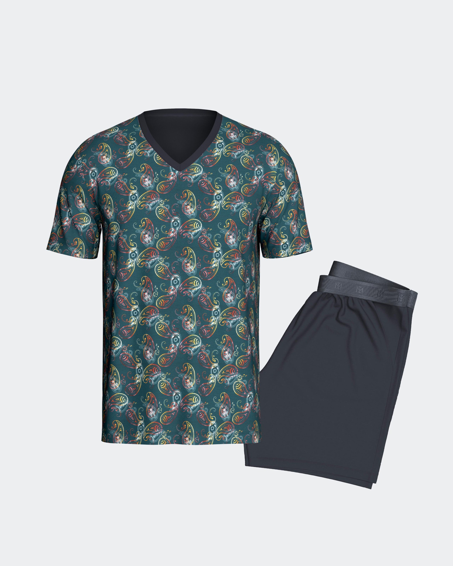 Pijama de homem estampado cornucópias em Lyocell