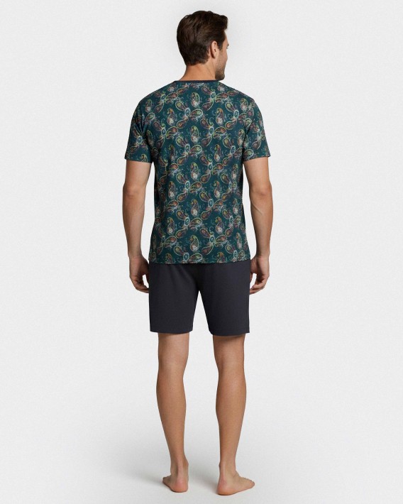Pijama de homem estampado cornucópias em Lyocell